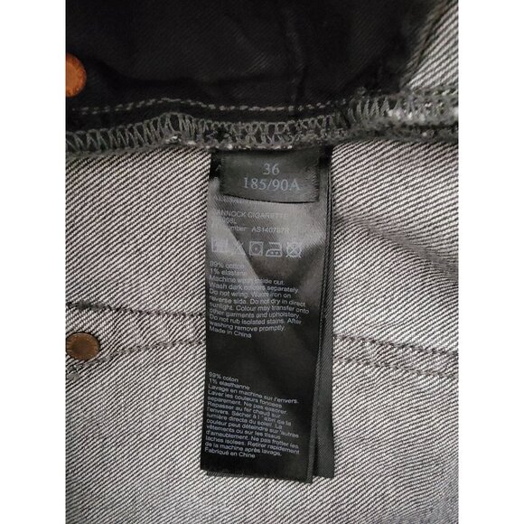 AllSaints Bannock Cigarette Black Denim Distressed Button Fly Jeans Men's W36 - Picture 9 of 10